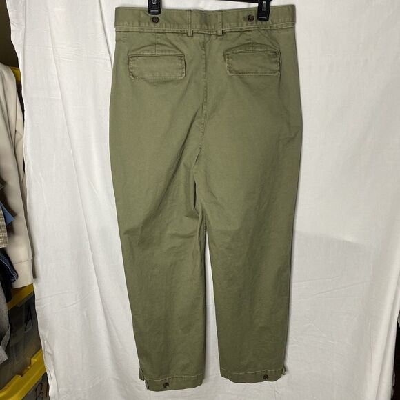 BANANA REPUBLIC Twill Pants Straight Ankle Tabs Ultra High Rise Womens 12 Green - Picture 3 of 12